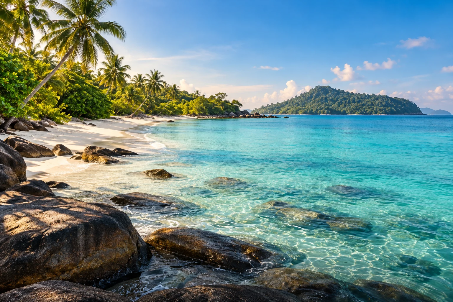 AI-created beach scene inspired by islands off Sihanoukville